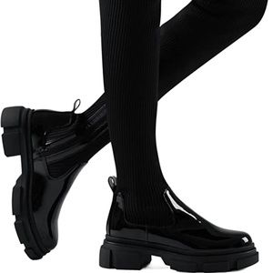 Black Thigh High Round Toe Boots